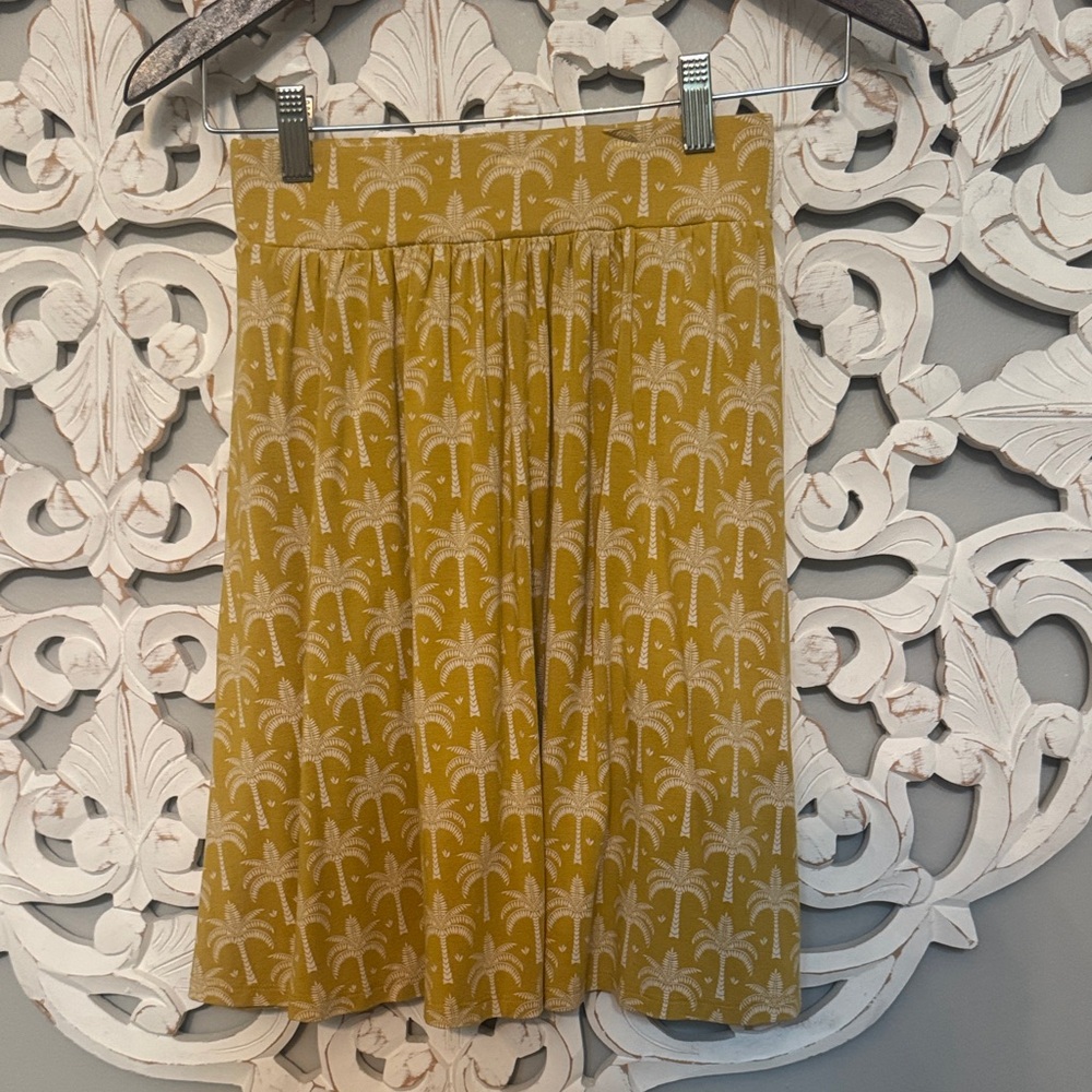 Boden Mustard Palm-Print A-Line Skirt size 2p